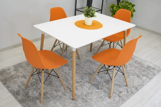 Set troch jedálenských stoličiek OSAKA oranžové (hnedé nohy) (3ks)
