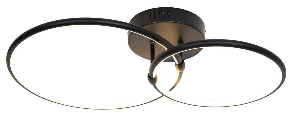 Stropné svietidlo čierne vrátane LED 3-stupňového stmievača 2-svetlo - Joaniqa