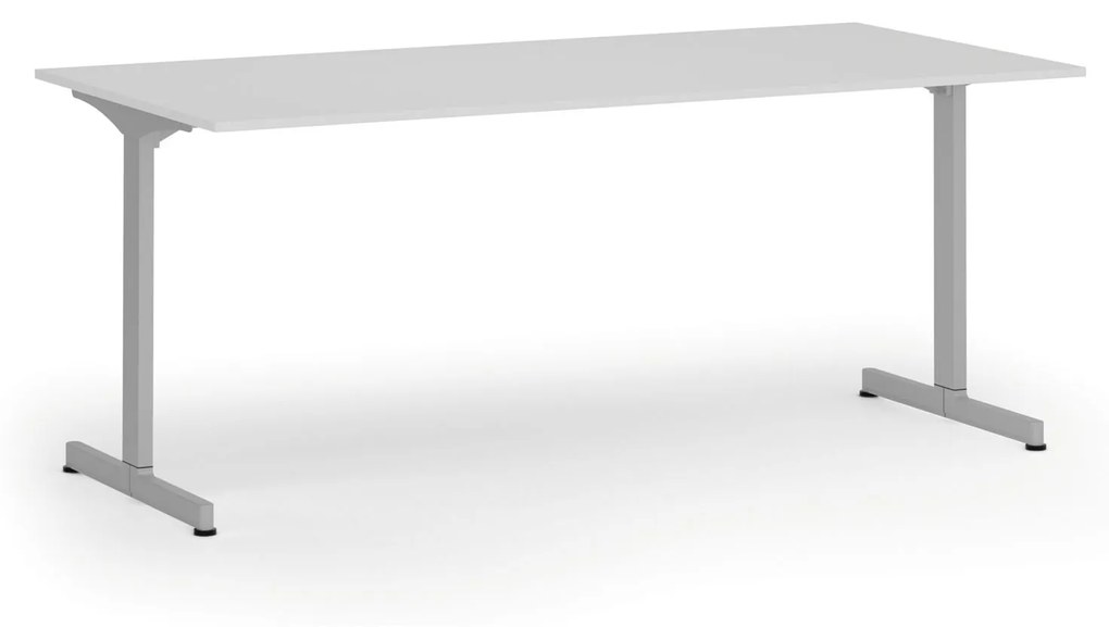 Kancelársky stôl PRIMO BETA, 1800 x 900 mm, sivá podnož, biela