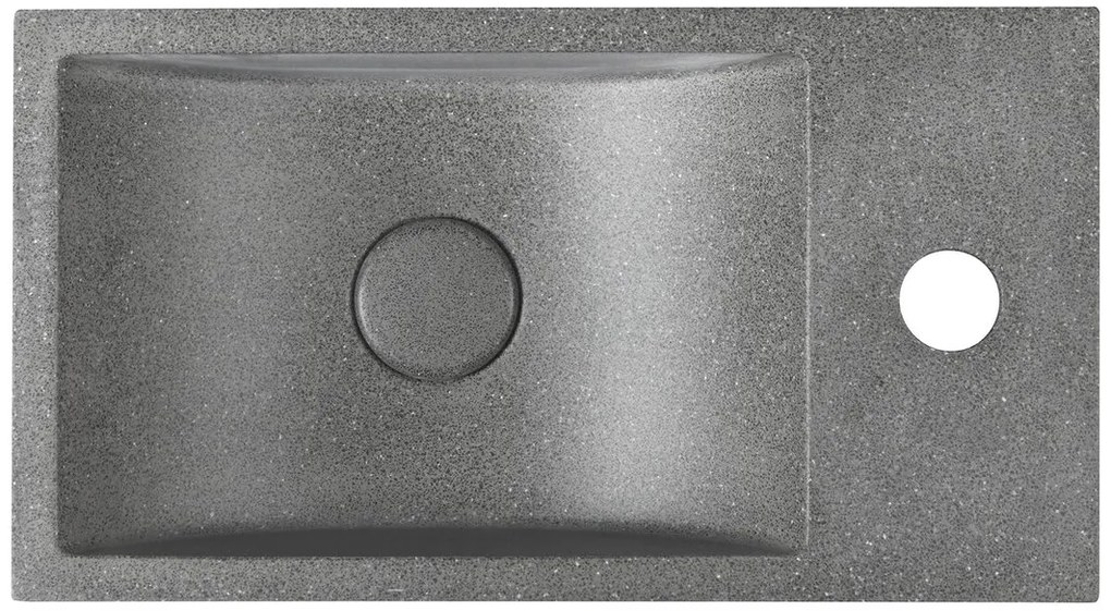 Sapho Sapho, CREST R betónové umývadlo vrátane výpusti, 40x22 cm, čierny granit, AR409