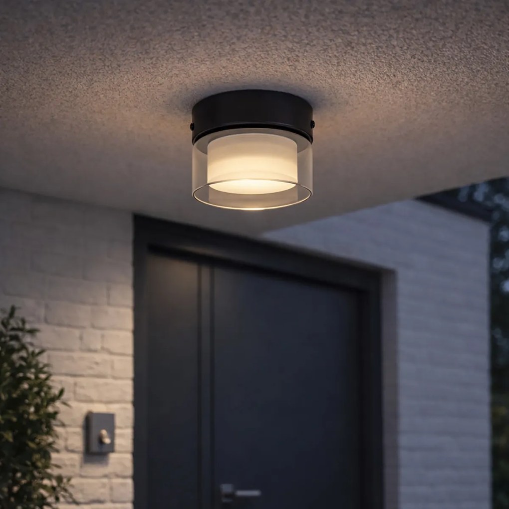 Moderné stropné svietidlo čierne s dymovým sklom - Puck