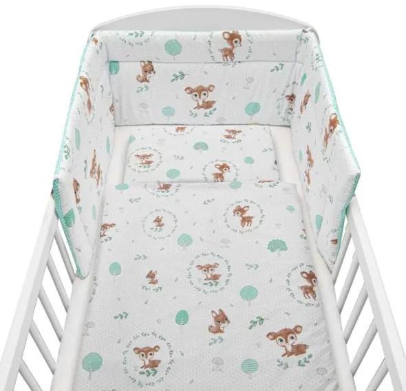 NEW BABY 3-dielne posteľné obliečky New Baby 100/135 cm Srnka mätové