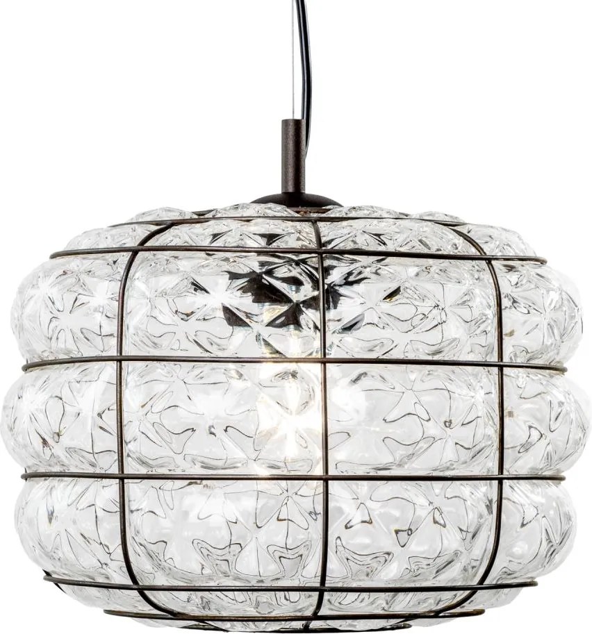 SIRU - Luster na lanku TERRA 1xE27/60W/230V čierna/číra benátske sklo