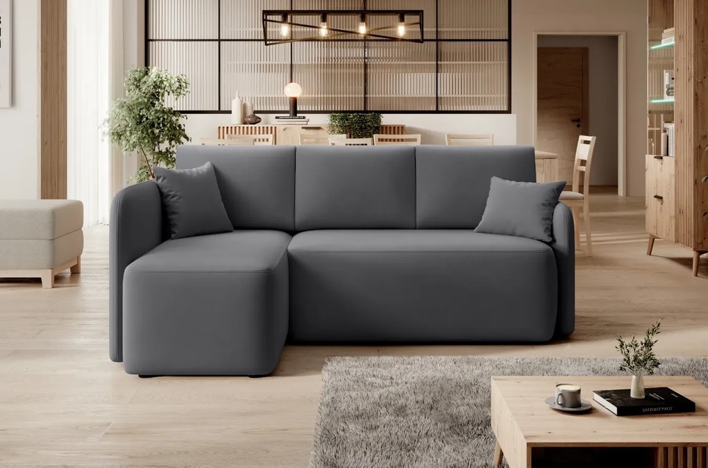 AKCIA Tmavosivá rohová sedacia súprava HADSON pravý roh II. akosť