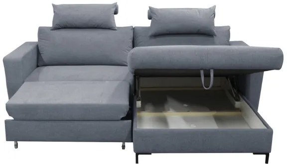 Rozkladacia rohová sedacia súprava s úložným priestorom do tvaru L HORTA, pravá, tmavošedá