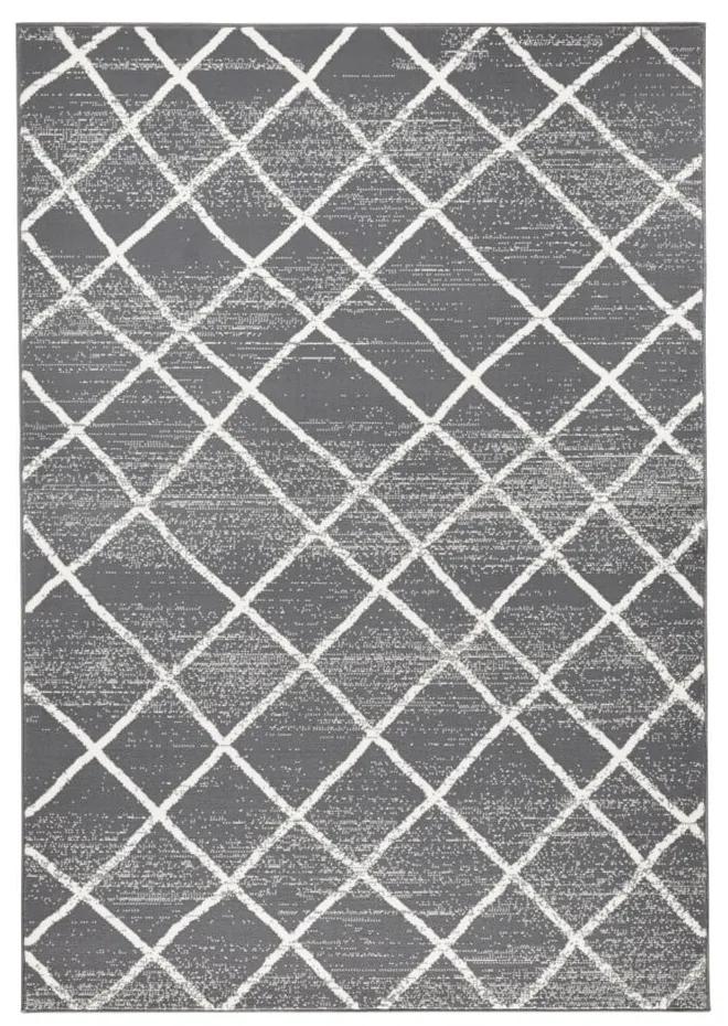 Tmavosivý koberec Zala Living Rhombe, 140 × 200 cm