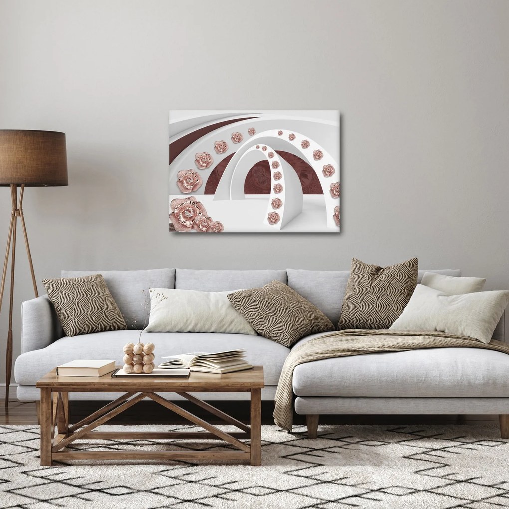 Obraz - 3D oblúky s kvetmi (70x50 cm)