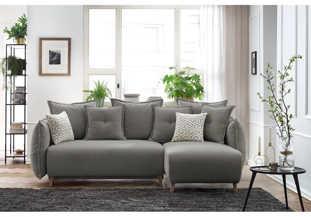 Svetlosivá rozkladacia rohová pohovka (variabilná) Nessa – Bobochic Paris