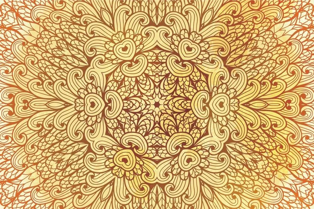 Samolepiaca tapeta zlatá etnická Mandala - 225x150