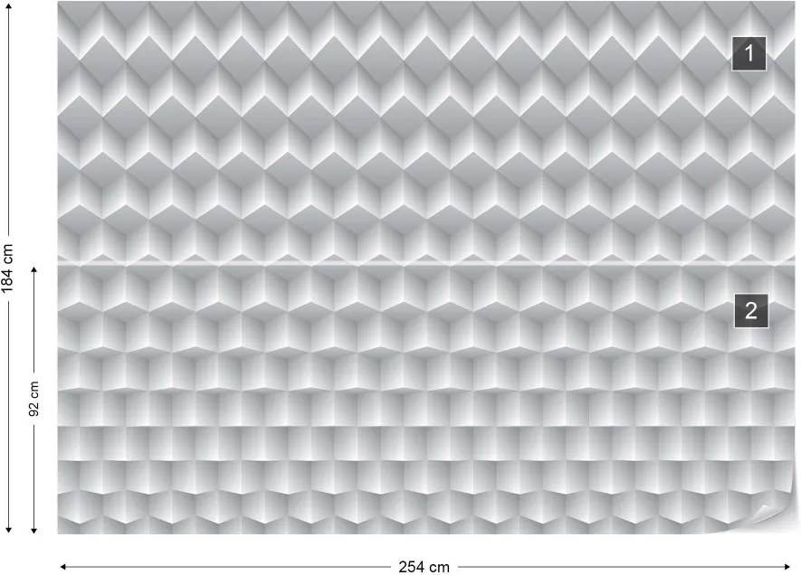 GLIX Fototapeta - 3D Grey And White Design Vliesová tapeta  - 254x184 cm