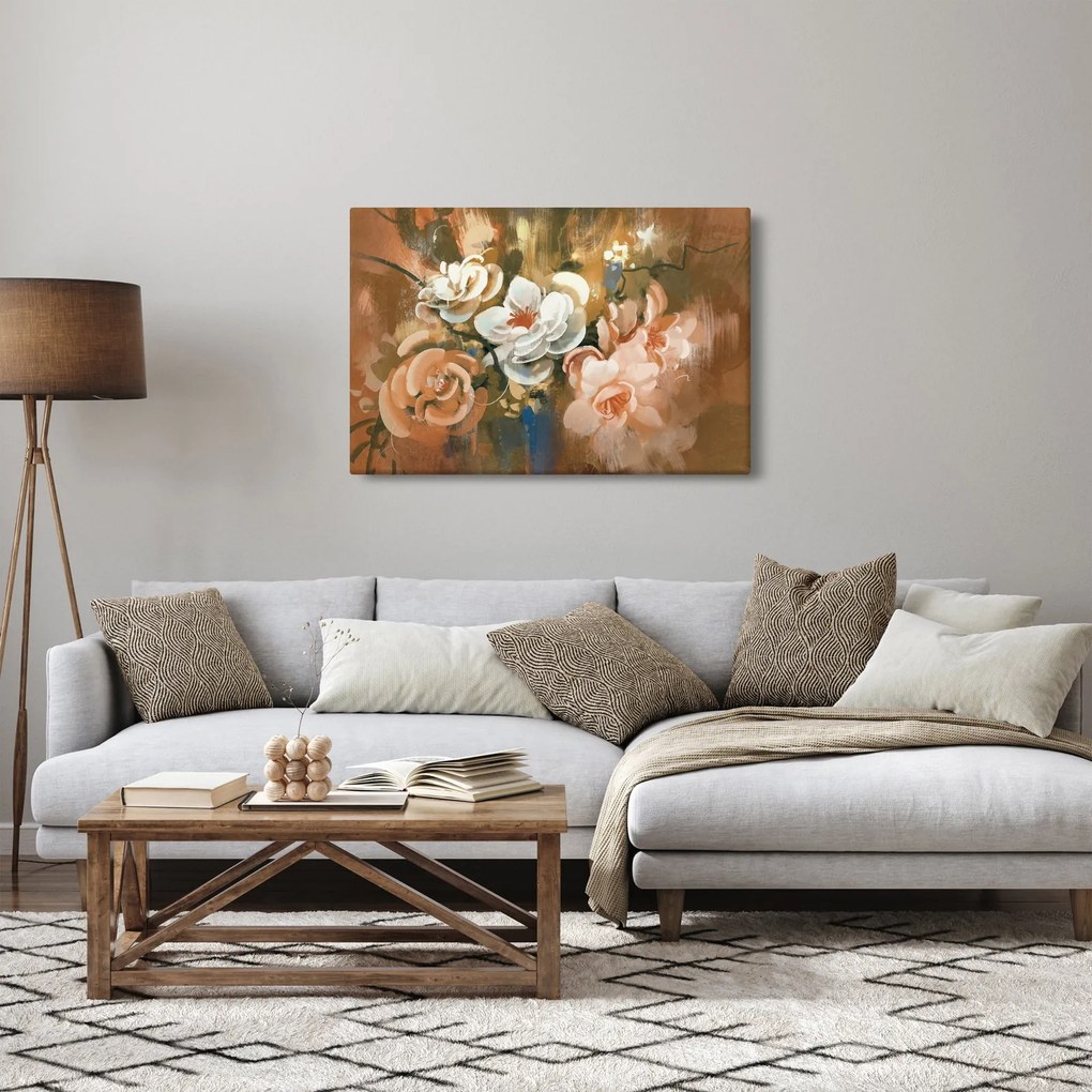 Obraz - Maľovaná kytica kvetov (90x60 cm)