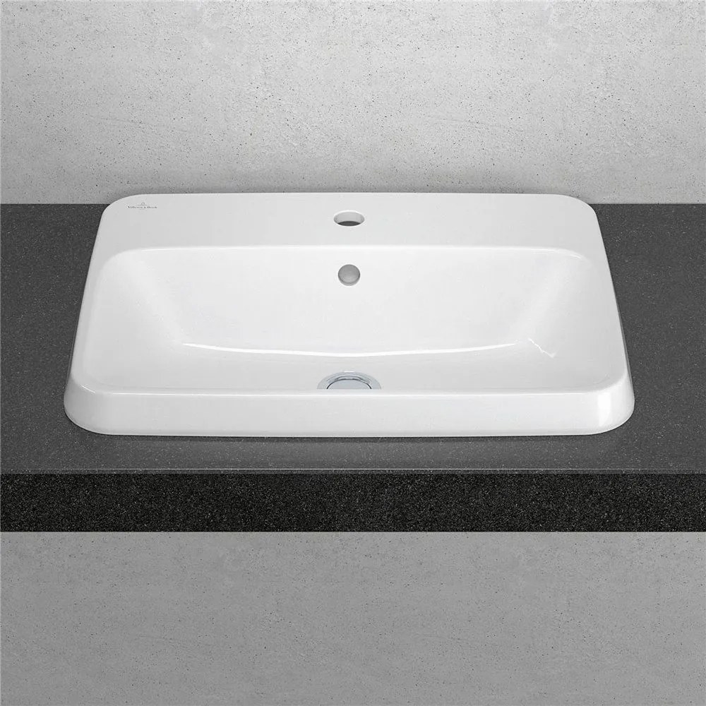 VILLEROY & BOCH Architectura obdĺžnikové zápustné umývadlo s otvorom, s prepadom, 600 x 450 mm, biela alpská, 5A676001