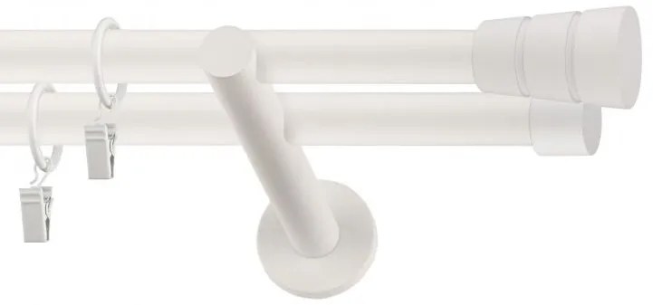 Dekorstudio Garniža dvojradová BASIC biela-matná 19mm Dĺžka: 200cm, Typ príslušenstva: Krúžky tiché so štipcami