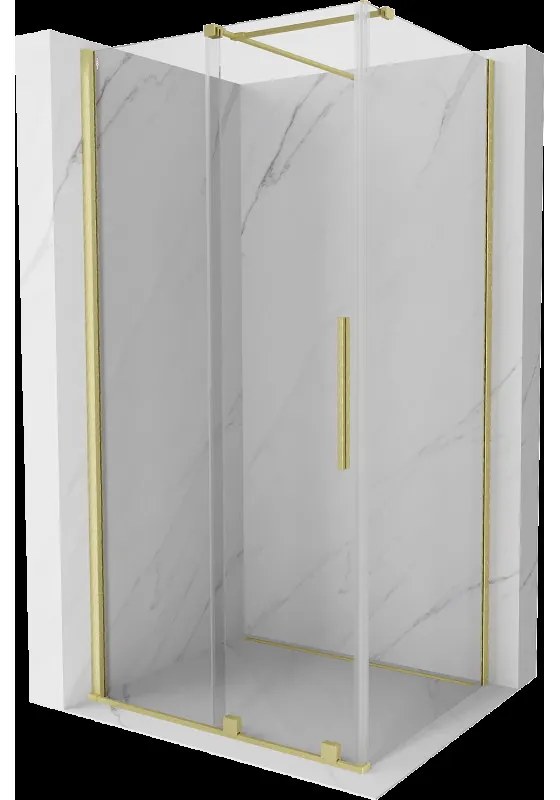 Mexen Velar sprchová kabína, posuvné dvere 120 x 70 cm, Priehľadné, Zlatá kefovaná- 871-120-070-01-55