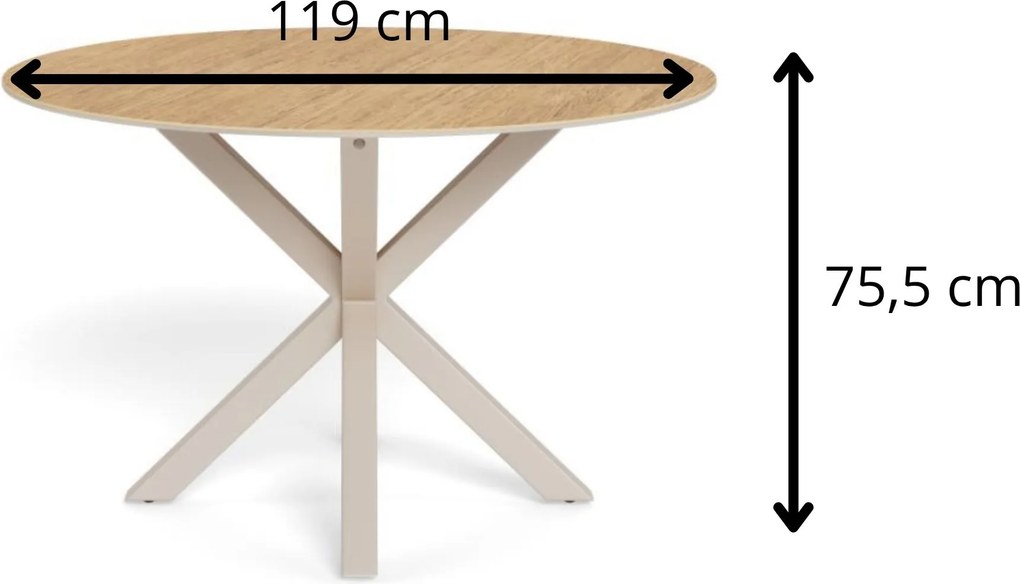 Kulatý jídelní stůl Heaven 119 cm dub divoký/kašmírový