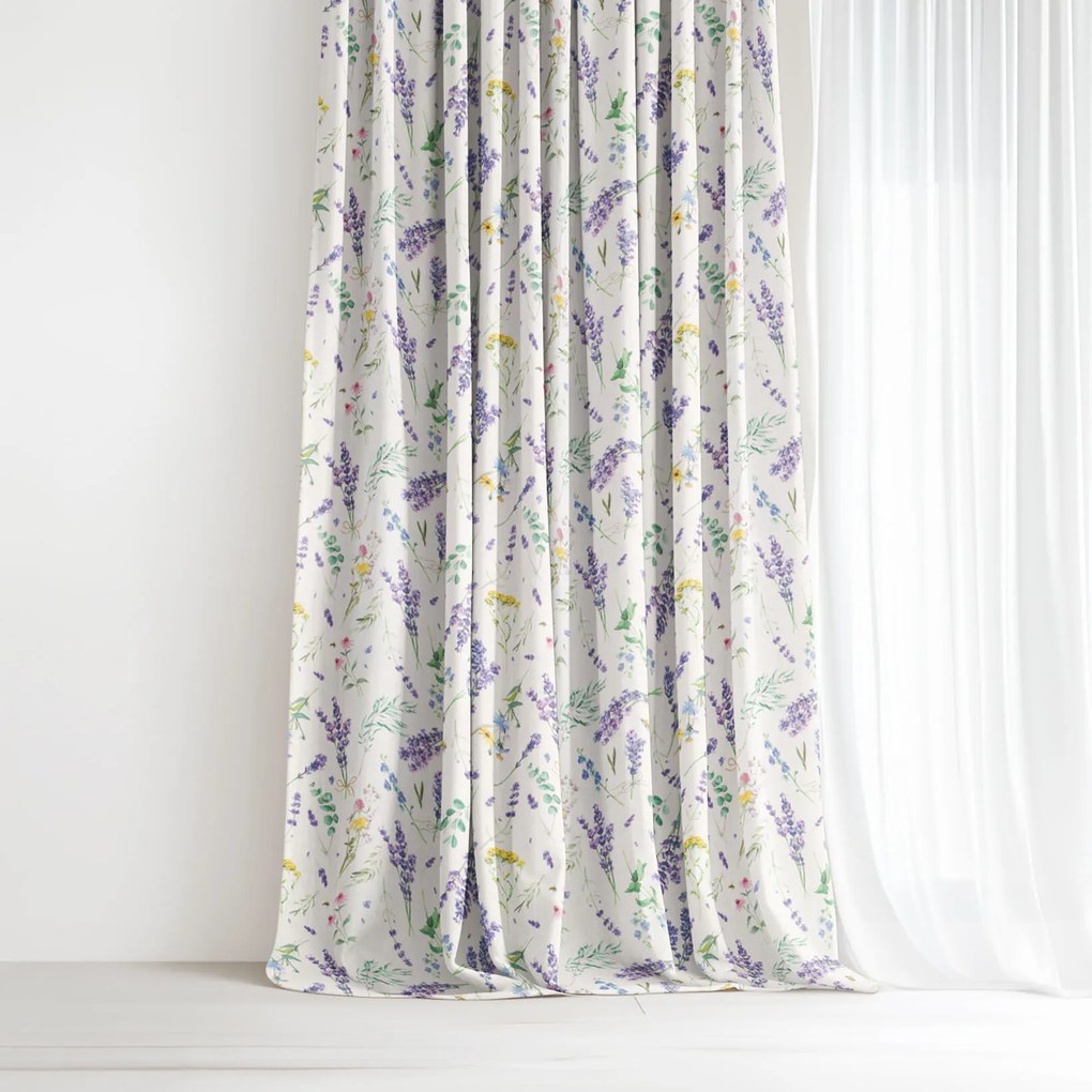 Goldea dekoračný záves valencia - levanduľová záhrada 140x135 cm