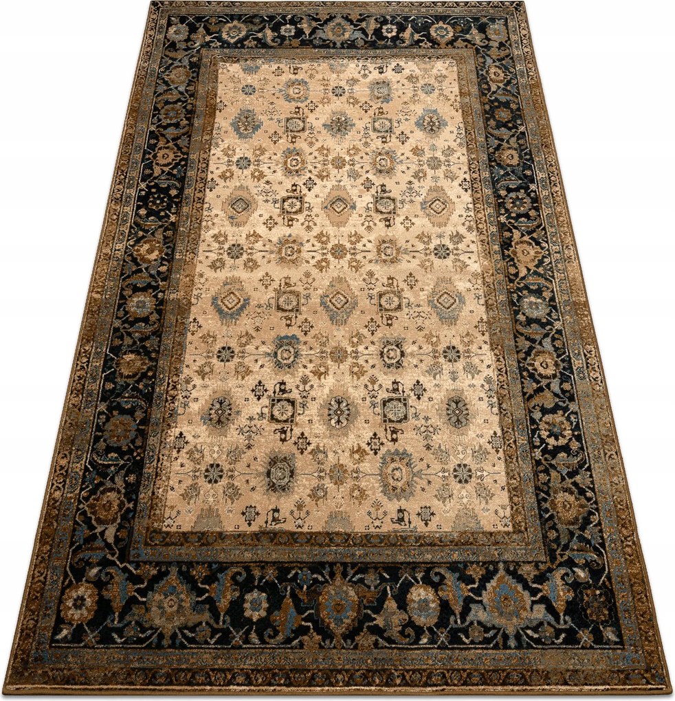 Koberec Do Obývačky vlna Omega Avila Ornament rámik hnedý 235x350 cm