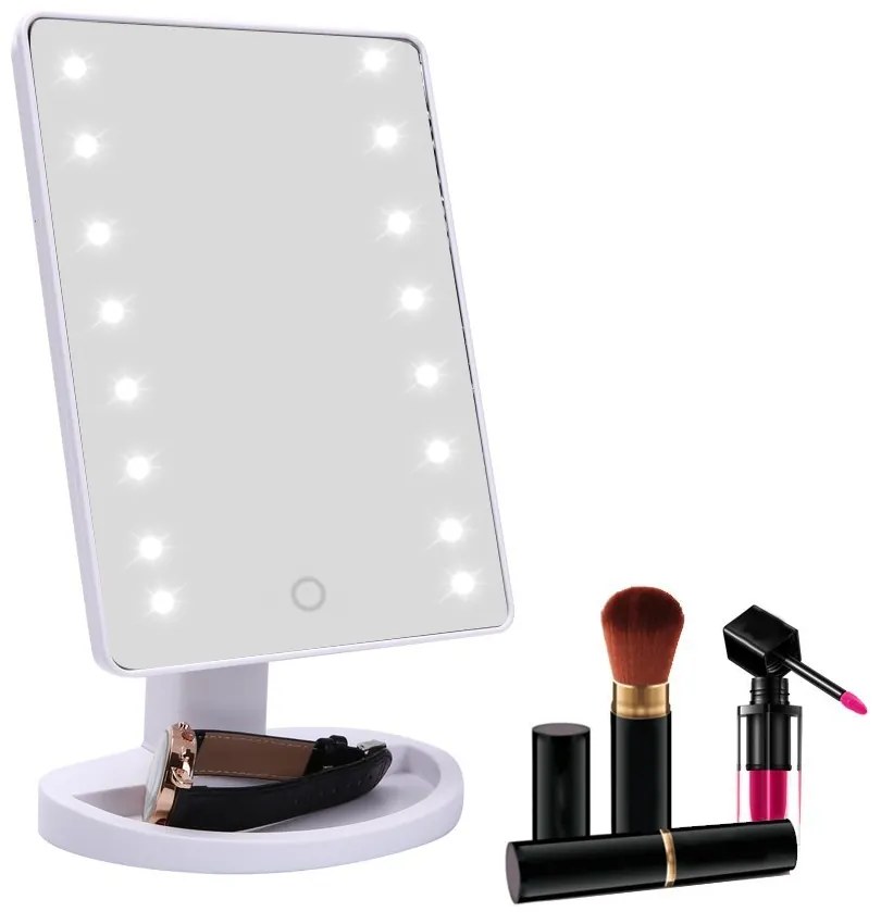 Bezdoteku Kozmetické make-up zrkadlo s led osvetlením biele