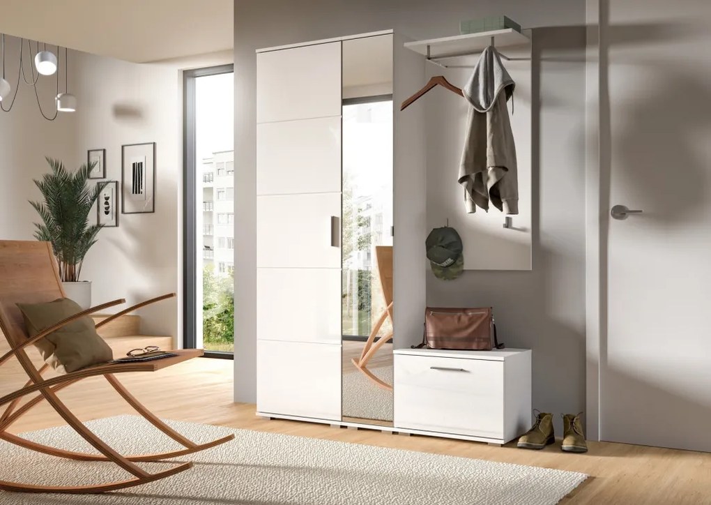 Nástenný šatníkový panel Prego, 55 cm, biely