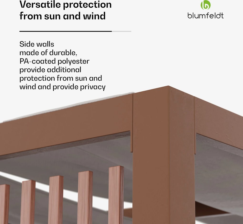 Blumfeldt Shade Cove Vert, pergola, 3 x 3 m, bočné steny, práškovo lakovaná farba, odolná voči poveternostným vplyvom