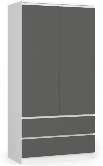 Skriňa S 90 cm 2D 2SZ CLP biela / sivá
