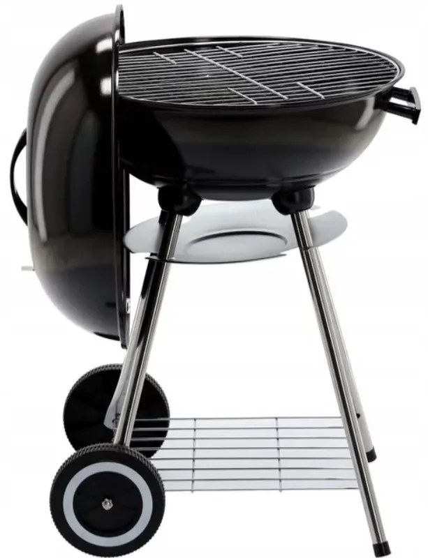 Záhradný gril na drevené uhlie okrúhly - čierny