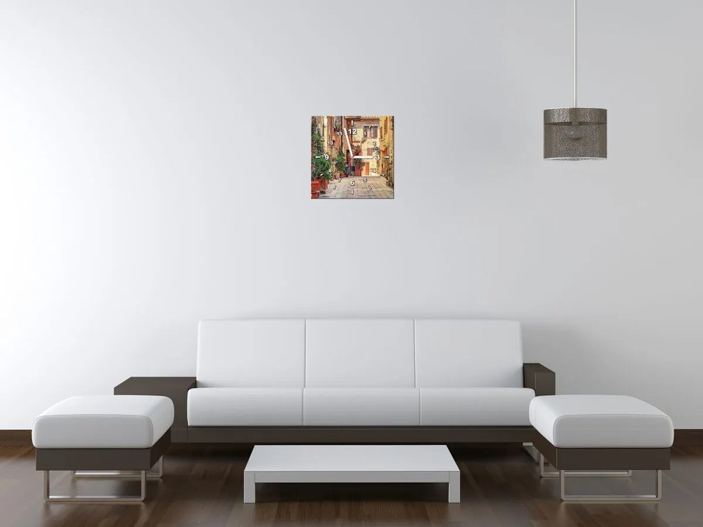Gario Obraz s hodinami Stará cestička v Toskánsku Rozmery: 60 x 40 cm