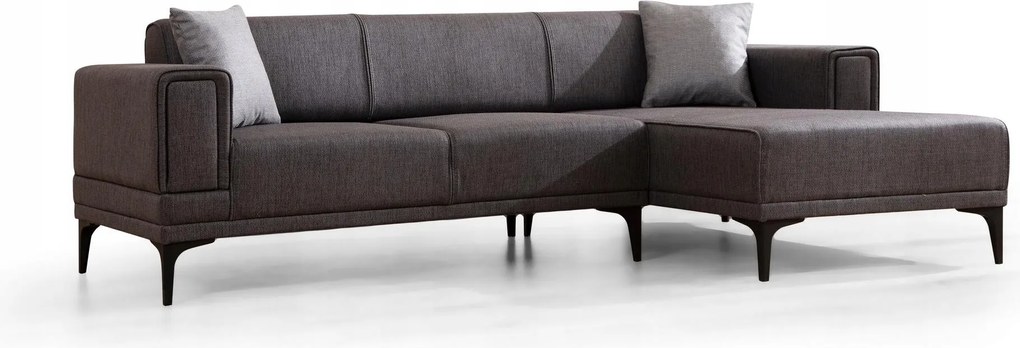 Rohová sedačka Horazotta (p) (tmavosivá čierna)