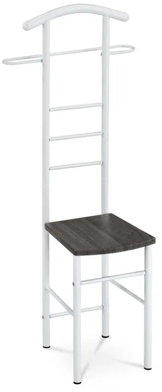 Němý sluha, výška 119 cm, MDF - dekor černý dub, kov - bílý lak, nosnost 90 kg