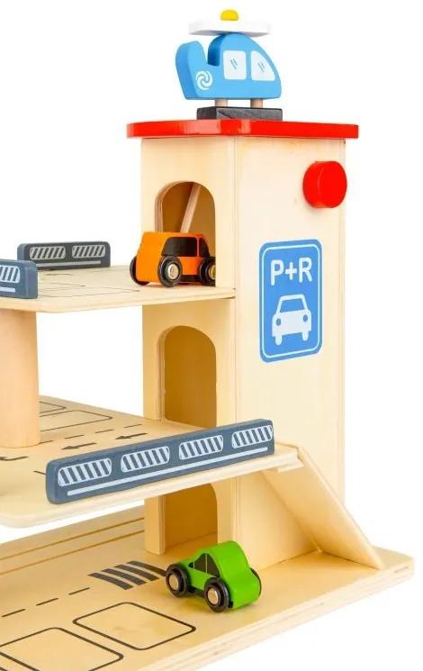 Drevená dráha, garáž pre hračky | 3 úrovne