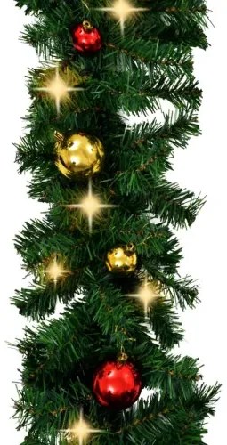 vidaXL Vianočná girlanda s ozdobami a LED svetielkami 5 m-