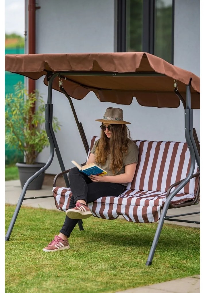 Happy Green Záhradná hojpačka Panama Brown Lines, 110 x 170 x 153 cm