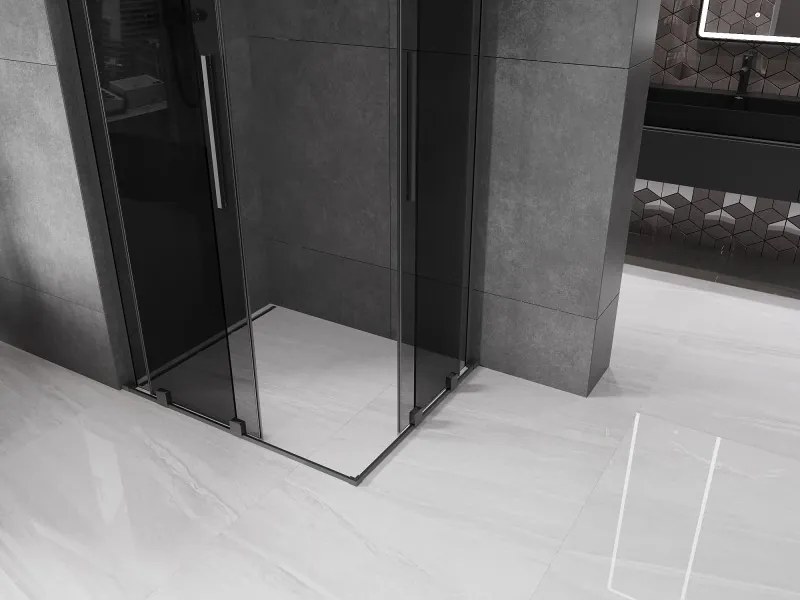 Mexen Velar L Duo, sprchový kút s posuvnými dverami 90 x 80 cm, 8mm šedé sklo, brúsený grafit, 871-090-080-02-43-95
