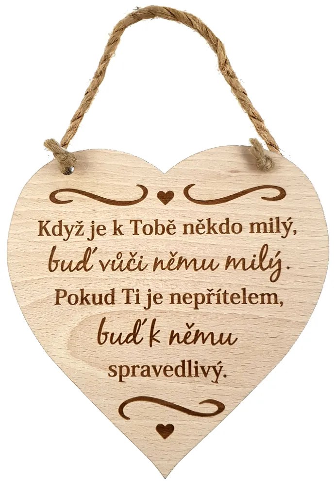 AMADEA Drevené srdce s textom Keď je k Tebe niekto...., masívne drevo, 16 x 15 cm