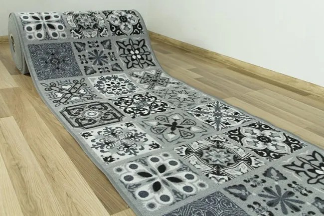 Protišmykový behúň Patchwork - sivý