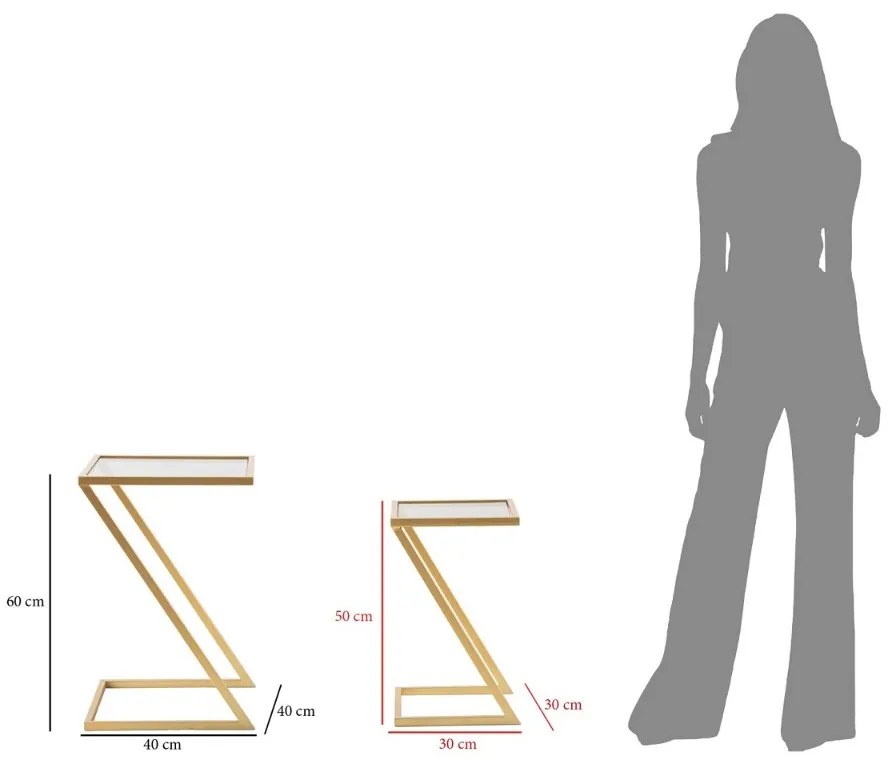 Sada odkladacích stolíkov Caldwell 40 cm zlatá
