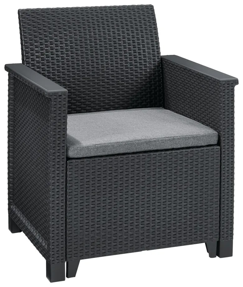 Tmavosivá záhradná lounge súprava z umelého ratanu pre 2 osoby Elodie – Keter