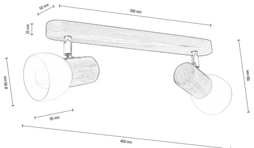 Spot-Light DO2225256 - Stropné bodové svietidlo NEL 2xE27/15W/230V borovica