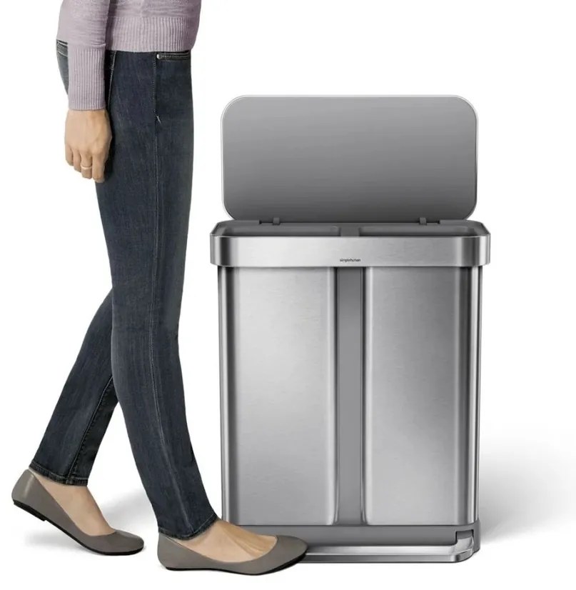 Simplehuman Pedálový odpadkový kôš na triedený odpad, 58 l, kefovaná oceľ, FPP