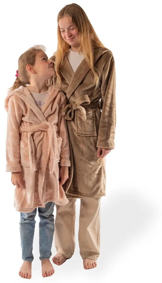 Ružový detský župan z mikroplyšu veľkosť 134-140 Delux – Tiseco Home Studio