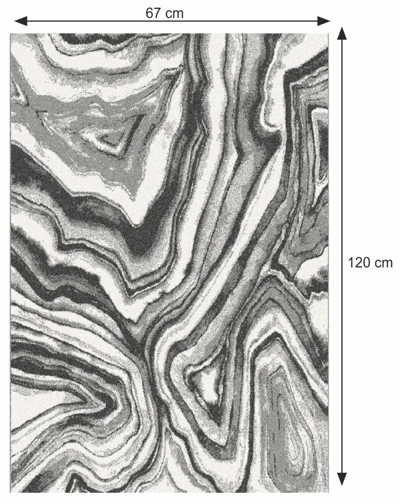 Koberec Sinan 67x120 cm - biela / čierna / vzor
