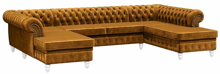 PROXIMA.store - Luxusná sedačka CHESTERFIELD LONG U FARBA NÔH: biela, DRUH LÁTKY: TORRE - 10, FARBA OZDOBNÝCH ŠPENDLÍKOV: barok