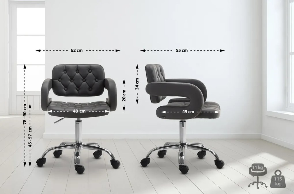 Design-Shop Pracovná stolička Dublin - koženka - Sivá