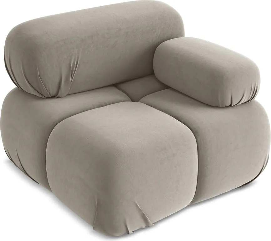 Béžový zamatový modul pohovky (pravý roh) Lokua – Makamii