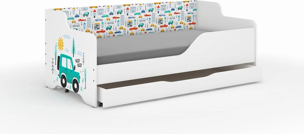 Wooden Toys Detská posteľ LILU 160x80 AUTÍČKA – sada