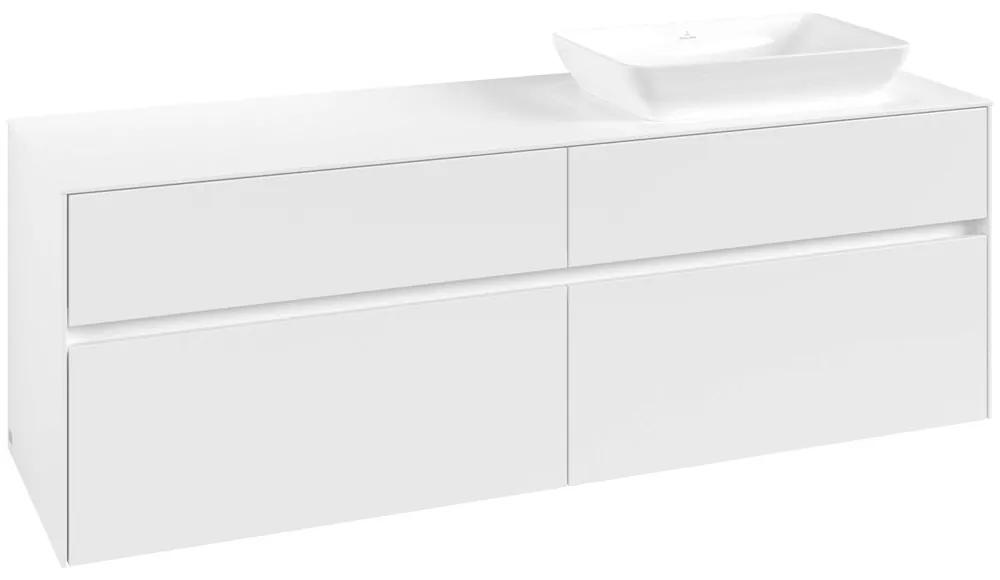 VILLEROY &amp; BOCH Collaro závesná skrinka pod umývadlo na dosku (umývadlo vpravo), 4 zásuvky, 1600 x 500 x 548 mm, White Matt, C12200MS