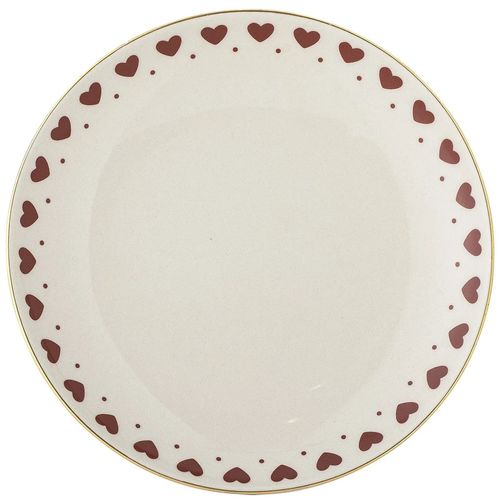 Bloomingville Keramický dezertný tanier Jolly Red Hearts 16 cm