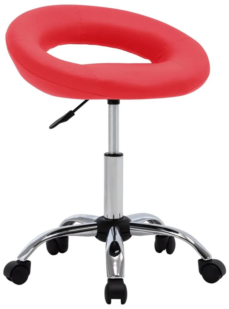 vidaXL Pracovná stolička na kolieskach, červená, umelá koža