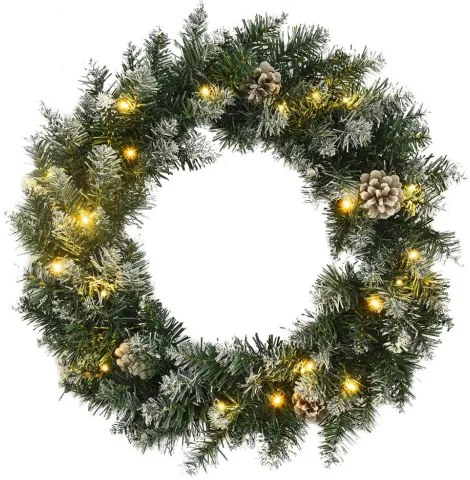 vidaXL Vianočný veniec s LED svetlami zelený 60 cm PVC-