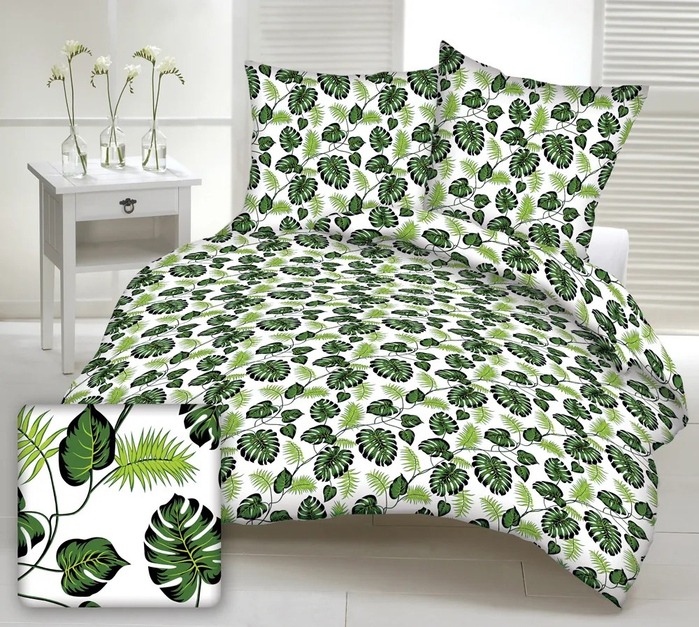 MONSTERA LIST krepové obliečky DeLuxe Rozmer obliečok: 140x200 cm, Obsah balenia: Set Balenie